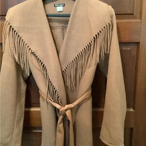 Venus Tan Fringe Wool coat